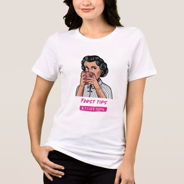 Frost Tips & Cozy Sips Christmas Manicure Tri-Blend Shirt (Front)