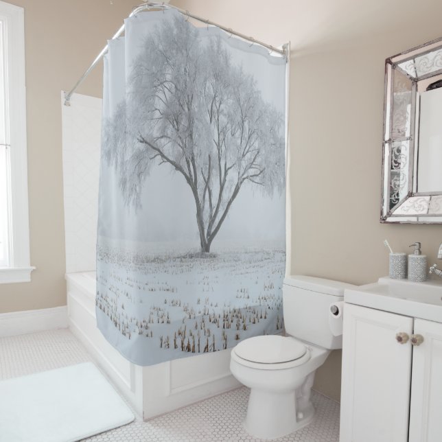 Frost Upon a Lonely Tree Shower Curtain (In Situ)