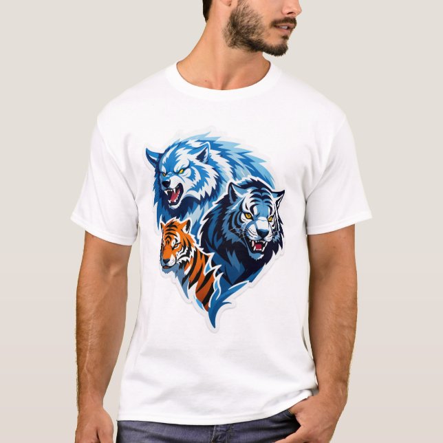 Frost Wolf & Tiger – Guardians of the Frozen Wild T-Shirt (Front)