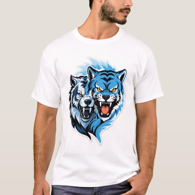Frost Wolf & Tiger – Ice and Power T-Shirt (Front)