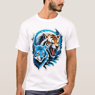 Frost Wolf & Tiger – Ice and Power T-Shirt