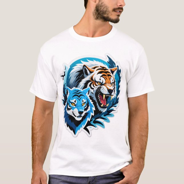 Frost Wolf & Tiger – Ice and Power T-Shirt (Front)