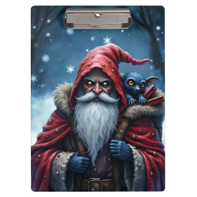 Frostbite Santa & His Mischief Elf. Clipboard (Front)