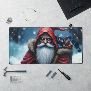 Frostbite Santa & His Mischief Elf. Desk Mat