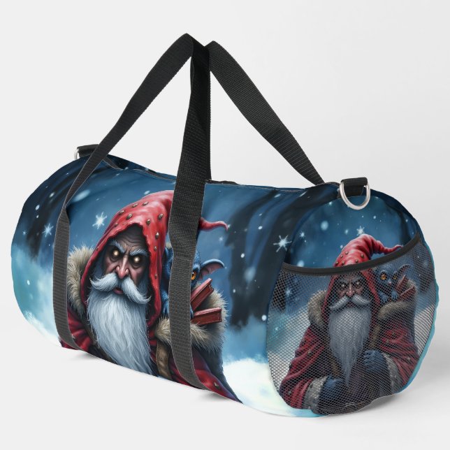 Frostbite Santa & His Mischief Elf. Duffle Bag (Right Corner)