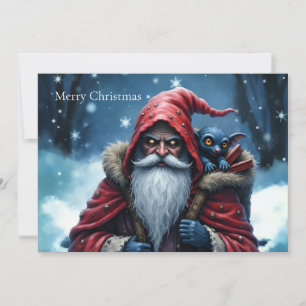 Frostbite Santa & His Mischief Elf. Holiday Card