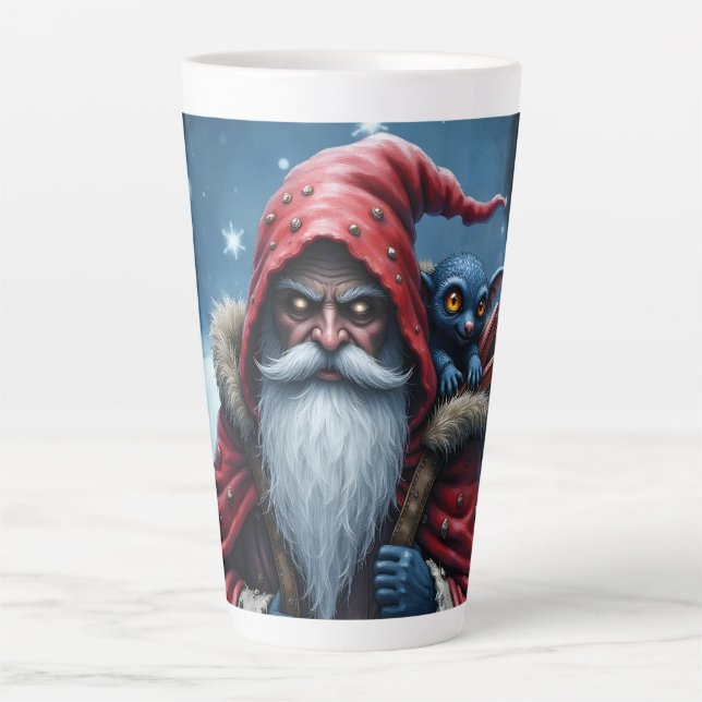 Frostbite Santa & His Mischief Elf. Latte Mug (Front)