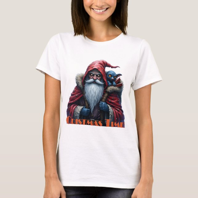 Frostbite Santa & His Mischief Elf. T-Shirt (Front)