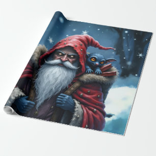 Frostbite Santa & His Mischief Elf. Wrapping Paper