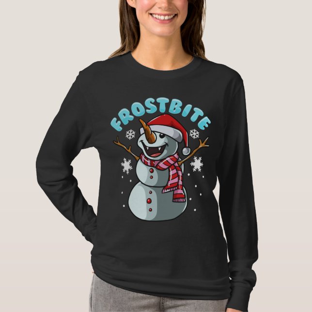 Frostbite Snowman Vampire Christmas Funny Xmas T-Shirt (Front)