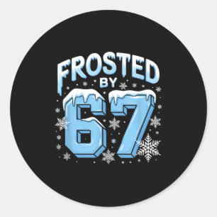 Frosted 67 Meme Funny Six Seven Gen Alpha Slang Ch Classic Round Sticker