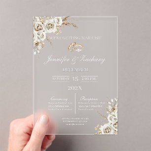 Frosted acrylic boho wedding invitations