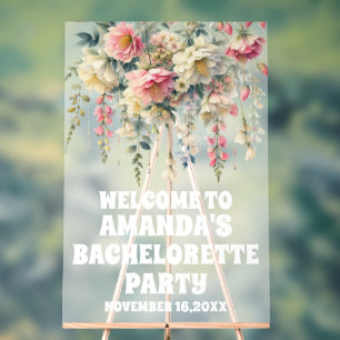 Frosted Acrylic Floral Bachelorette Welcome Sign