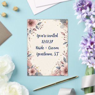 Frosted Acrylic Watercolor Floral Save The Date Invitations