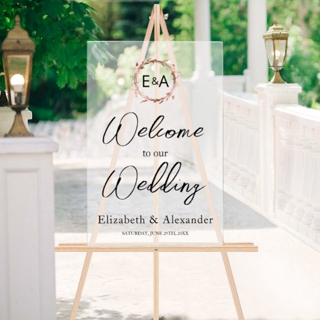 Frosted Acrylic Wedding Welcome Sign | Monogram (Creator Uploaded)
