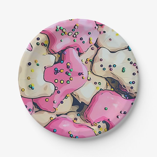 Frosted Animal Cookie Pattern Paper Plate (Front)