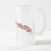 Frosted Beer Mug : Violin with a Rose