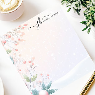Frosted Berry Winter Watercolor Personalised Notepad