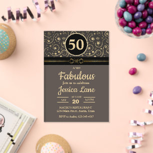 Frosted Black and Gold Acrylic Luxe Birthday Invitations