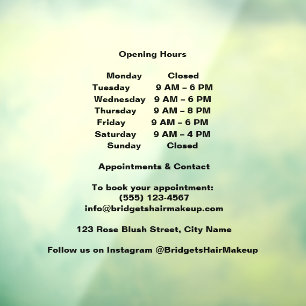 Frosted Black Modern business Opening Hours