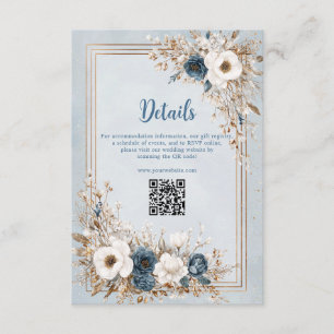 Frosted Bloom Dusty Blue and Gold Wedding Enclosure Card