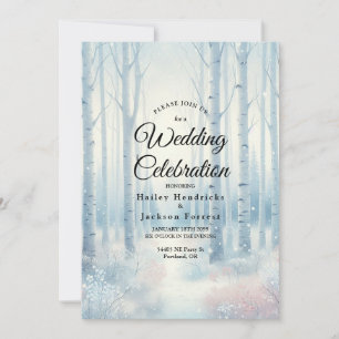 Frosted Blue Birch Forest Wedding Invitation