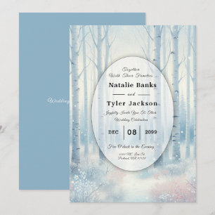 Frosted Blue Birch Forest Wedding Invitation