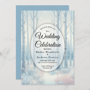 Frosted Blue Birch Forest Wedding Invitation