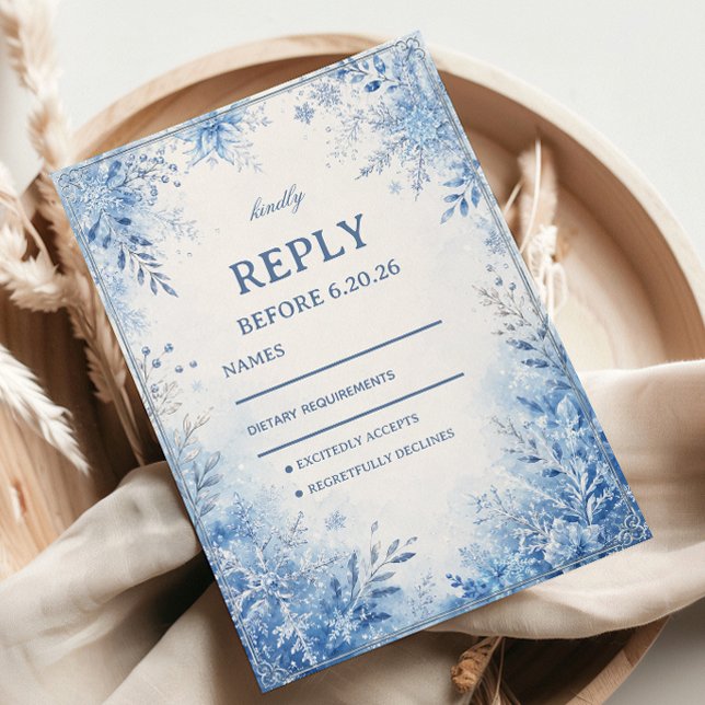 Frosted Blue Botanicals Embracing Winter RSVP Card (Creator Uploaded)