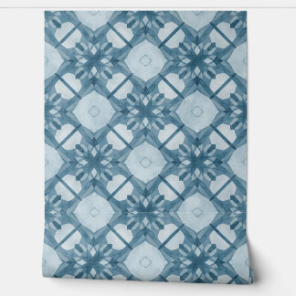 Frosted Blue Geometric Snowflake Wallpaper