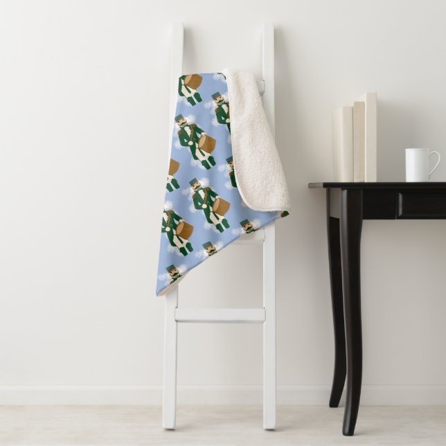 Frosted Blue Nutcracker Christmas Sherpa Blanket (In Situ)