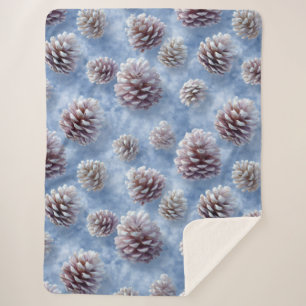 Frosted Blue Pinecones Pattern Throw Pillow