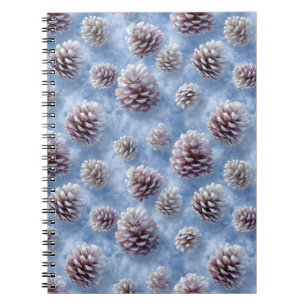 Frosted Blue Pinecones Pattern Throw Pillow Notebook