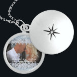 Frosted Blue Wedding Custom Photo Locket Necklace<br><div class="desc">Pretty sterling silver photo locket with snowflake pattern to frame your image and text,  perfect keepsake for a Winter Wedding.</div>