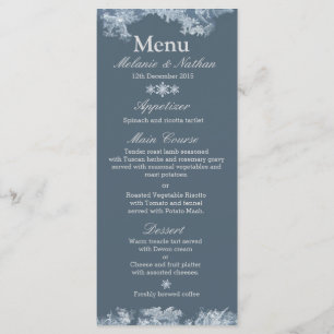 Frosted Blue Winter Wedding Custom Menu