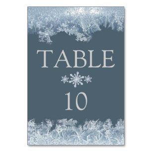 Frosted Blue Winter Wedding Custom Table Number