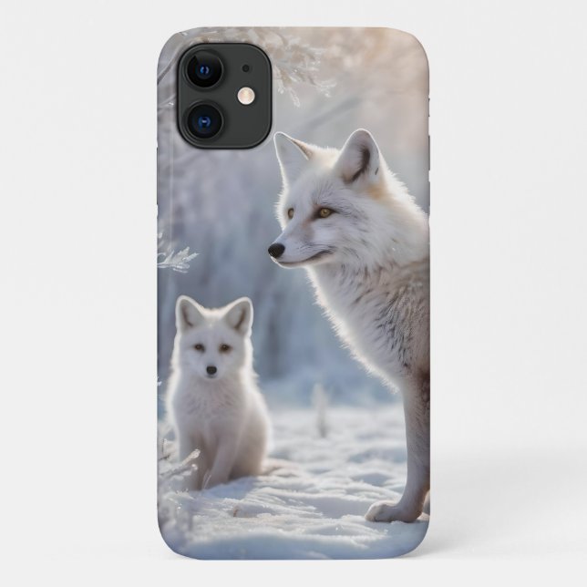 "Frosted Bonds: The Arctic Fox and Her Cub" Case-Mate iPhone Case (Back)
