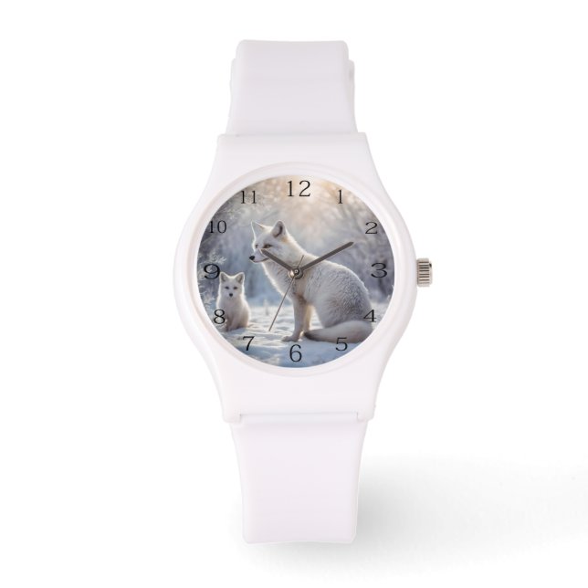 "Frosted Bonds: The Arctic Fox and Her Cub" Watch (Front)