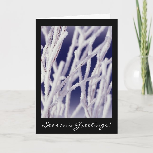 Frosted Branch Black and White Christmas Card (Front)