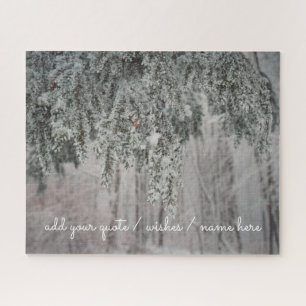 Frosted branches and a snow-covered forest jigsaw puzzle