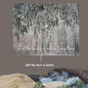 Frosted branches and a snow-covered forest poster