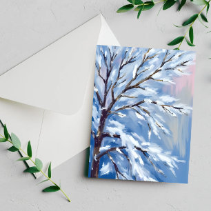Frosted Branches   Winter Snow Tree Painting Card