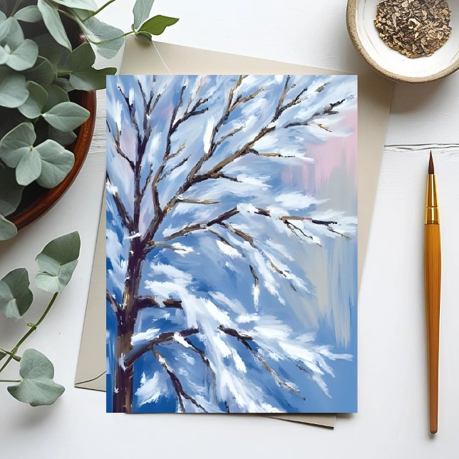 Frosted Branches | Winter Snow Tree Painting Postcard (Creator Uploaded)