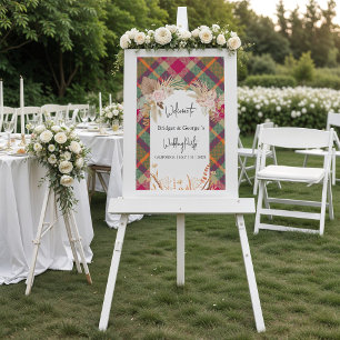 frosted colourful scottish autumn wedding welcome acrylic sign
