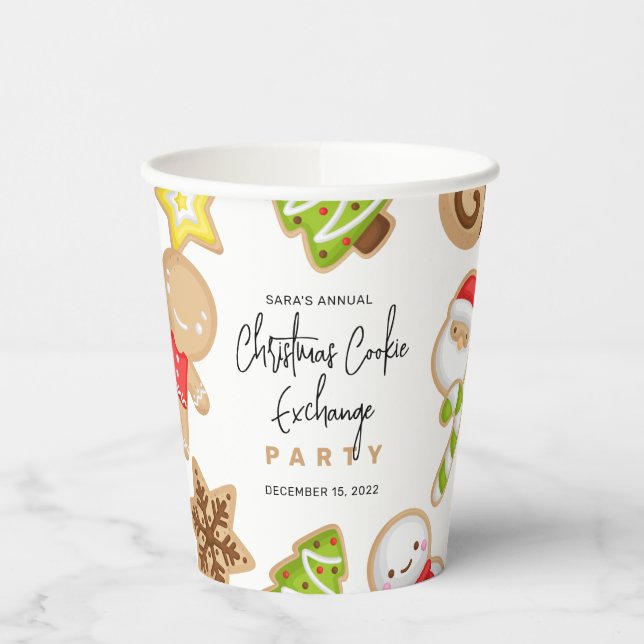 Frosted Cookies Christmas Cookie Exchange Party Paper Cups (Left)