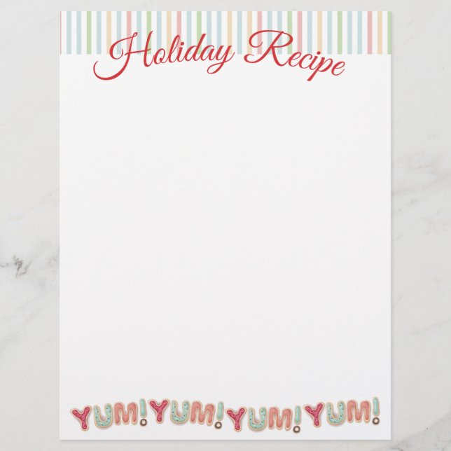 Frosted cookies Christmas recipe letterhead (Front)