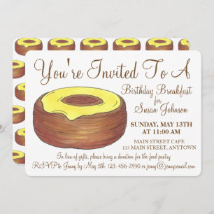 Frosted Croissant Doughnut Doughnut Breakfast Brun Invitation