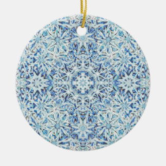Frosted Crystal Bloom — Intricate Snowflake Design Ceramic Tree Decoration