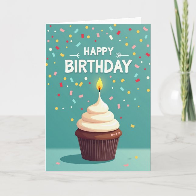 Frosted Cupcake Birthday Card (Front)