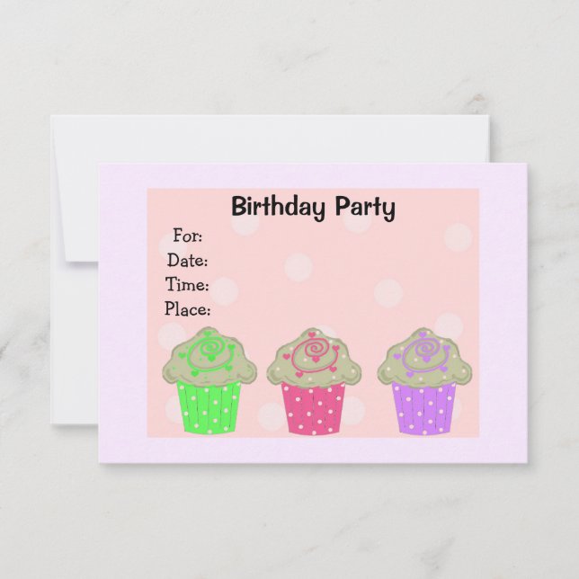 Frosted Cupcake Birthday Party Invitation (Front)